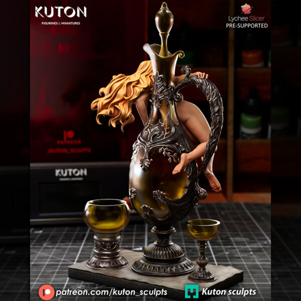 Le Vin De Tokai 1/10 scale resin figure by Kuton Sculpts with ornate decanter-style base and goblets