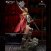 Eydis Thorne resin print by Kuton Sculpts with fantasy armor, cape, and battle axe on a rocky base