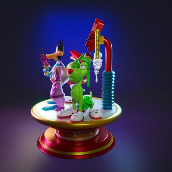 Duck Dodgers vignette resin print by UEL Winner with multi-character cartoon scene base, approx. 10.2 inches tall
