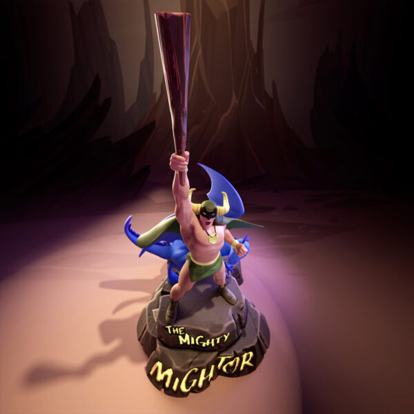 UEL Winner The Mighty Mightor resin print figure with dragon and rock base unpainted