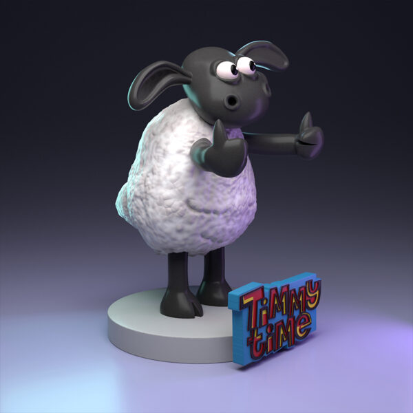 Timmy Time (UEL Winner) cartoon-style resin print figure with Timmy Time logo base, made to order by HLI3DFX