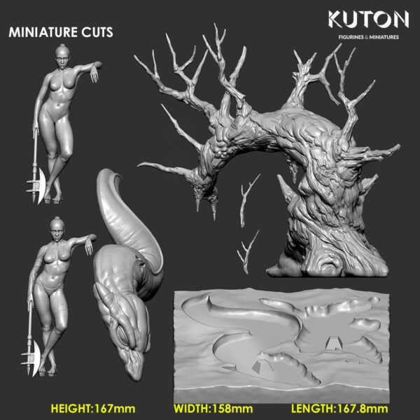 Kuton Sculpts Victory resin print fantasy statue unpainted 3D printed kit on display base