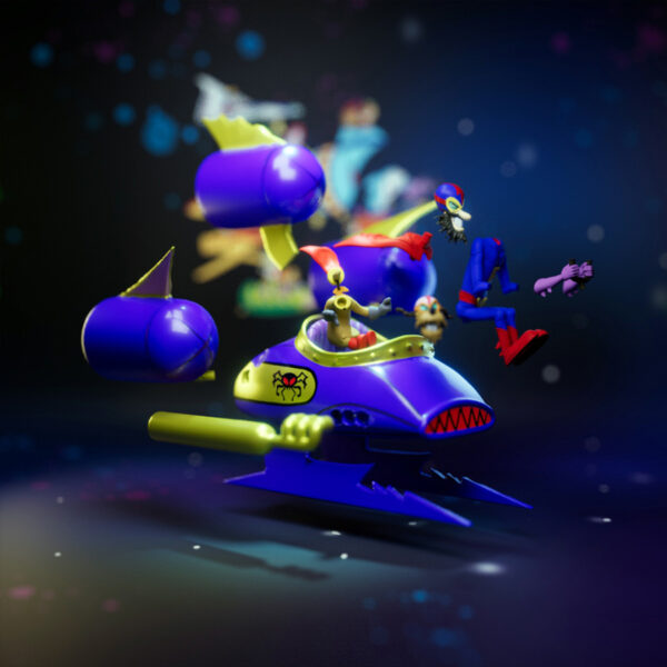 UEL Winner Phantom Phink and Sinister Sludge resin print cartoon space racer vehicle with characters