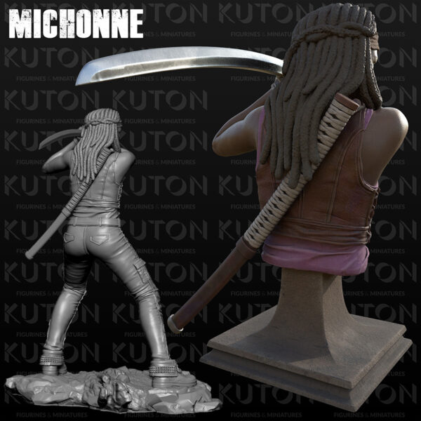 Michonne resin figure and bust 3D print by Kuton Sculpts (HLI3DFX)