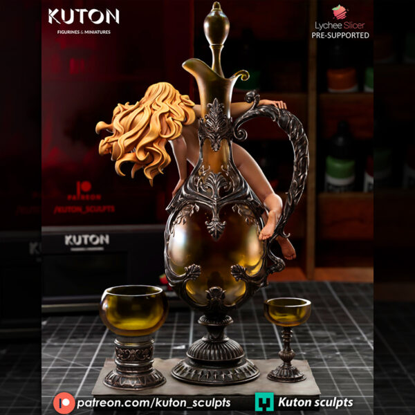 Le Vin De Tokai 1/10 scale resin figure by Kuton Sculpts with ornate decanter-style base and goblets