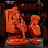 Rachael inspired by Blade Runner resin print by Kuton Sculpts seated in an office chair, available as 1/10 scale figure or 1/9 scale bust