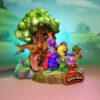 Gummi Bears resin 3D print diorama group scene with tree backdrop and logo sign, 13.5 inches tall (UEL Winner).