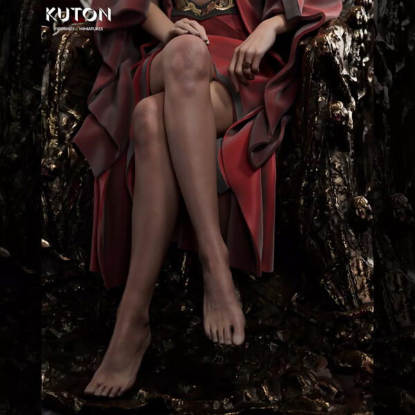 Rhaenyra resin print by Kuton Sculpts seated on an ornate throne, available as a 1/10 scale vignette or 1/9 scale bust