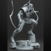Omega Red unpainted resin figure with extended coils on an industrial-style base.