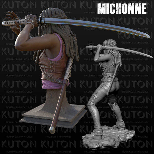 Michonne resin figure and bust 3D print by Kuton Sculpts (HLI3DFX)