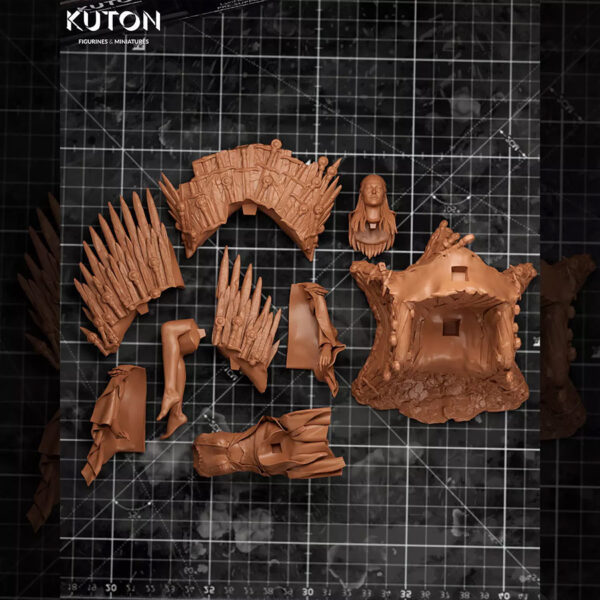 Rhaenyra resin print by Kuton Sculpts seated on an ornate throne, available as a 1/10 scale vignette or 1/9 scale bust