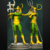 Loki 1/6 scale resin figure printed by HLI3DFX, sculpted by Stalyn Quito, wearing a horned helmet and holding a long staff in a classic villain stance on a round display base