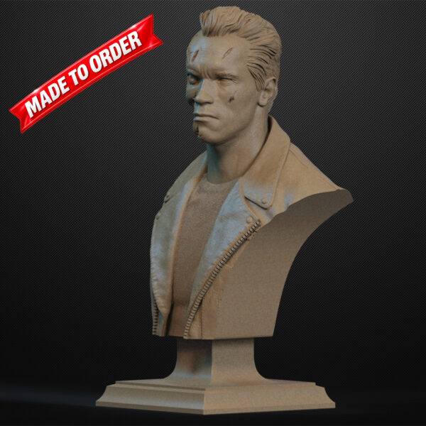 CA3D Terminator-style bust render, half-face damaged variant (resin 3D print kit).