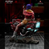 Faye Valentine 1/10 scale resin print by Kuton Sculpts, seated on sci-fi motorcycle base.