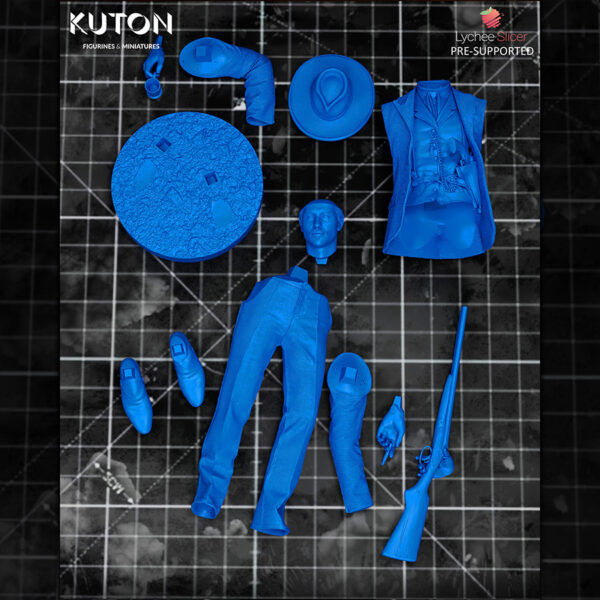 Doc Holiday resin figure by Kuton Sculpts with hat, suit details, and long gun on a round display base