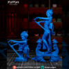 Hoshiko 3D printed resin figure by Kuton Sculpts posed with a katana on a decorative base