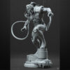 Omega Red unpainted resin figure with extended coils on an industrial-style base.