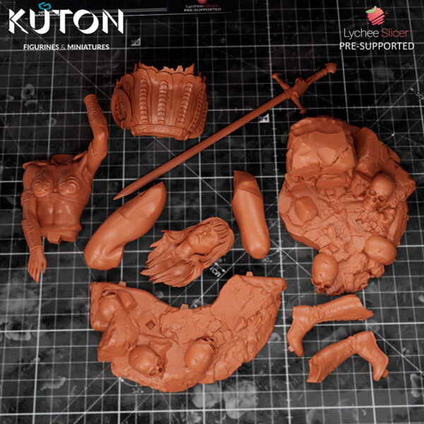 Kuton Sculpts Xena Warrior Princess 1/10 scale resin print figure with sword and skull base, unpainted kit.
