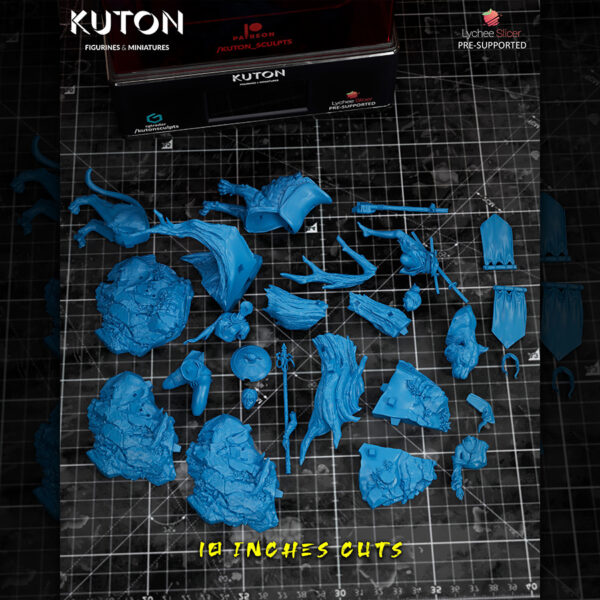 Kuton Sculpts Kohana and Raion original fantasy 1/10 scale resin print diorama with tiger and tree base, unpainted kit.