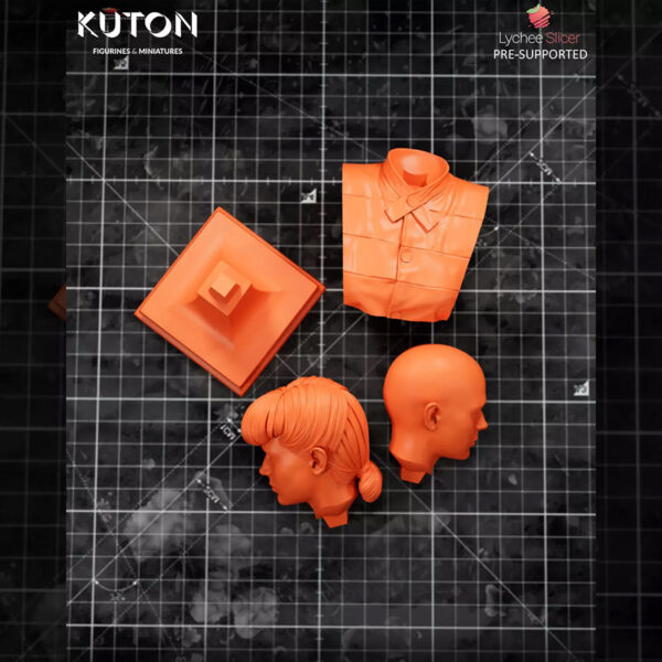 Rachael inspired by Blade Runner resin print by Kuton Sculpts seated in an office chair, available as 1/10 scale figure or 1/9 scale bust