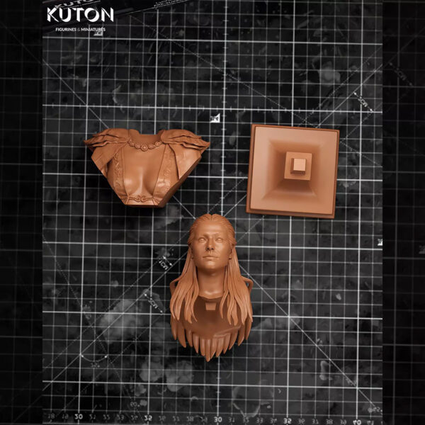 Rhaenyra resin print by Kuton Sculpts seated on an ornate throne, available as a 1/10 scale vignette or 1/9 scale bust