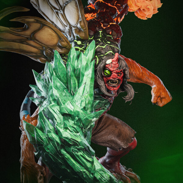 1/6 scale Kevin 11 resin figure kit by Toon Studios (HLI3DFX Authorized Toon Studios Series) on base with size dimensions shown