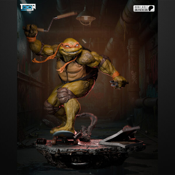 Michelangelo 1/6 scale resin figure vignette by Toon Studios – HLI3DFX physical print (unpainted kit)