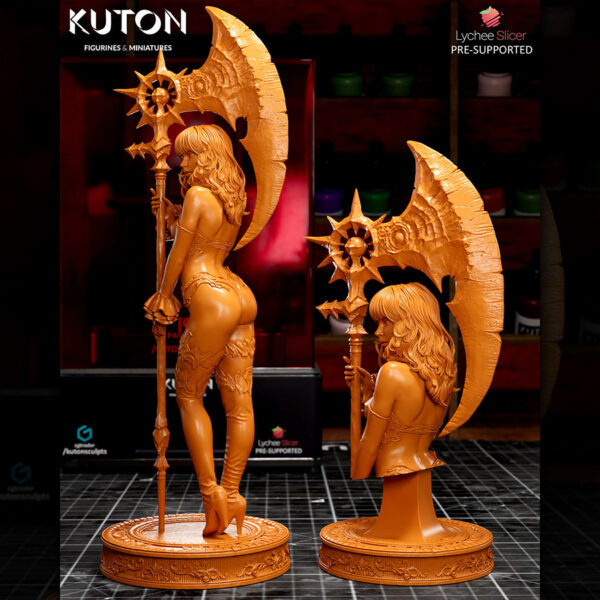 Kaelira dark fantasy warrior resin figure by Kuton Sculpts unpainted 3D print