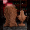 Rhaenyra resin print by Kuton Sculpts seated on an ornate throne, available as a 1/10 scale vignette or 1/9 scale bust