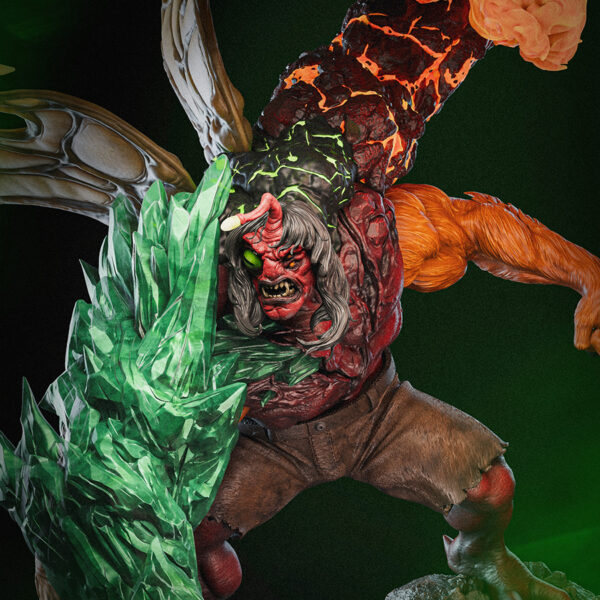 1/6 scale Kevin 11 resin figure kit by Toon Studios (HLI3DFX Authorized Toon Studios Series) on base with size dimensions shown