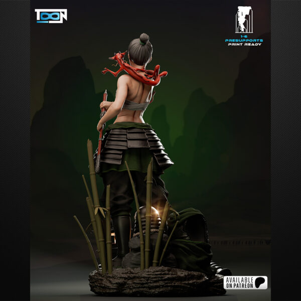 1/6 scale Mulan resin figure kit by Toon Studios on display base