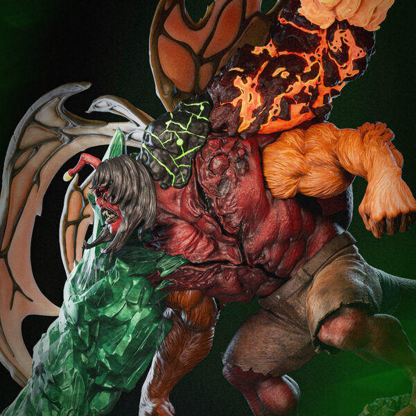 1/6 scale Kevin 11 resin figure kit by Toon Studios (HLI3DFX Authorized Toon Studios Series) on base with size dimensions shown