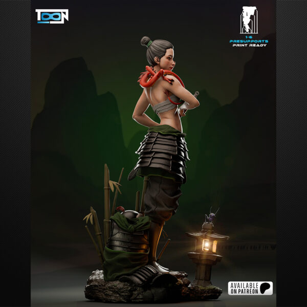 1/6 scale Mulan resin figure kit by Toon Studios on display base