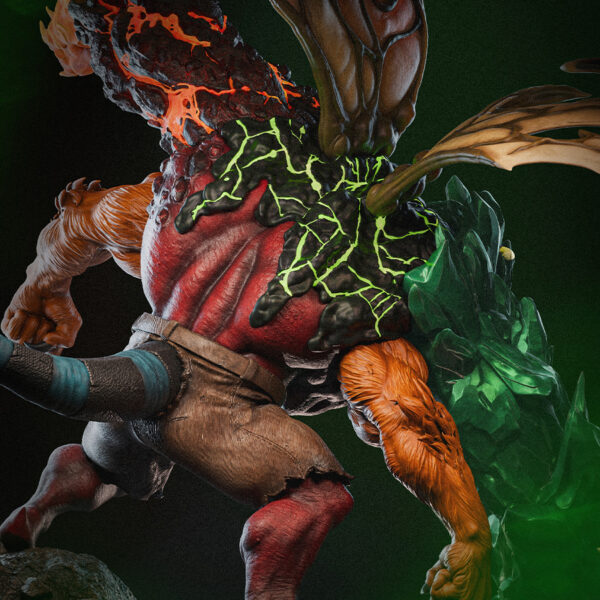 1/6 scale Kevin 11 resin figure kit by Toon Studios (HLI3DFX Authorized Toon Studios Series) on base with size dimensions shown