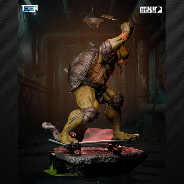 Michelangelo 1/6 scale resin figure vignette by Toon Studios – HLI3DFX physical print (unpainted kit)