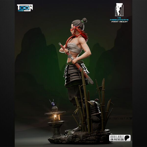 1/6 scale Mulan resin figure kit by Toon Studios on display base