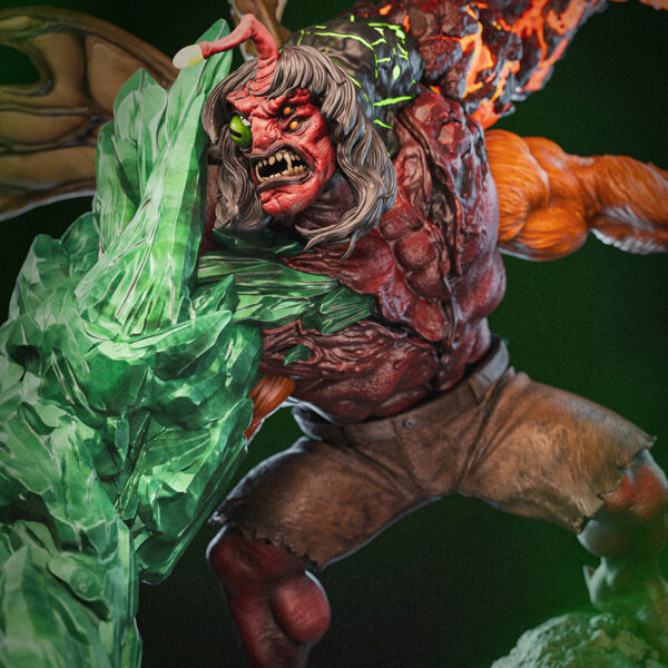 1/6 scale Kevin 11 resin figure kit by Toon Studios (HLI3DFX Authorized Toon Studios Series) on base with size dimensions shown