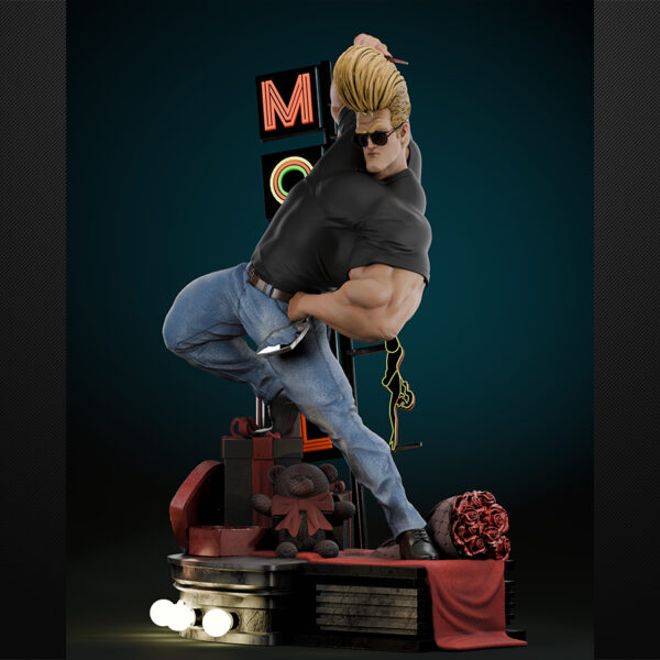 1/6 scale Johnny Bravo resin figure kit by Toon Studios on display base