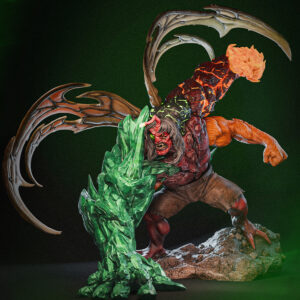 1/6 scale Kevin 11 resin figure kit by Toon Studios (HLI3DFX Authorized Toon Studios Series) on base with size dimensions shown