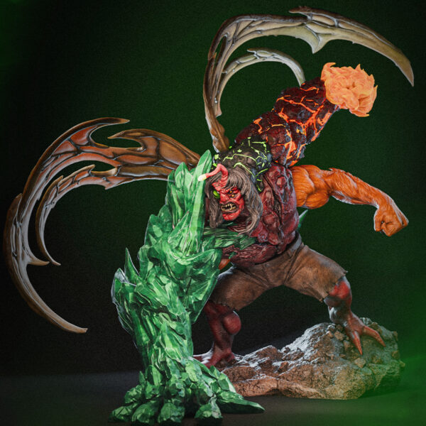 1/6 scale Kevin 11 resin figure kit by Toon Studios (HLI3DFX Authorized Toon Studios Series) on base with size dimensions shown