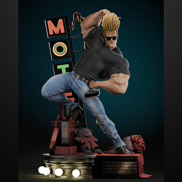 1/6 scale Johnny Bravo resin figure kit by Toon Studios on display base