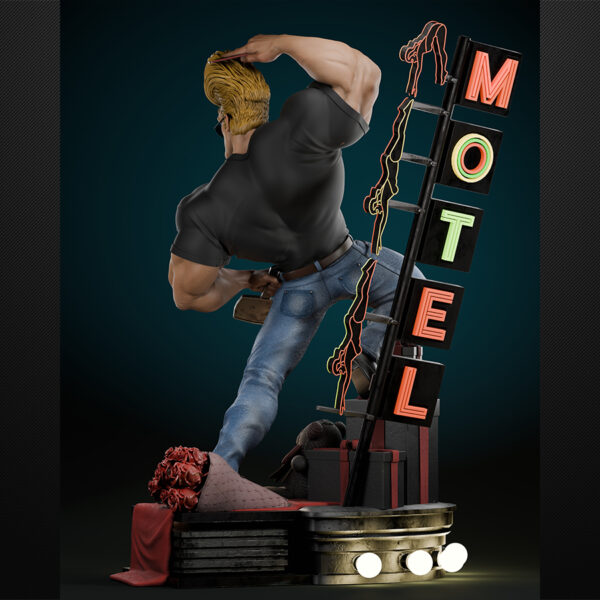 1/6 scale Johnny Bravo resin figure kit by Toon Studios on display base