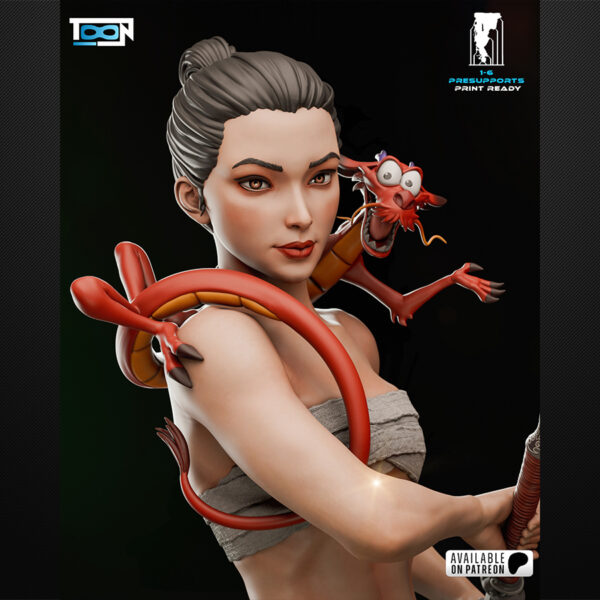 1/6 scale Mulan resin figure kit by Toon Studios on display base
