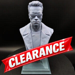 CA3D 1/6 scale Terminator bust misprint resin 3D print showing surface banding on jacket and shirt close-up