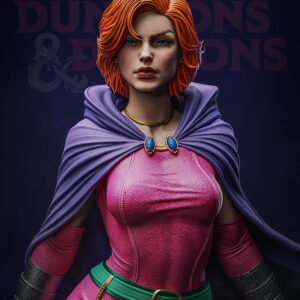 1/6 scale Sheila (Dungeons & Dragons) resin figure by Toon Studios on rocky base with flowing cape
