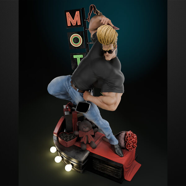 1/6 scale Johnny Bravo resin figure kit by Toon Studios on display base