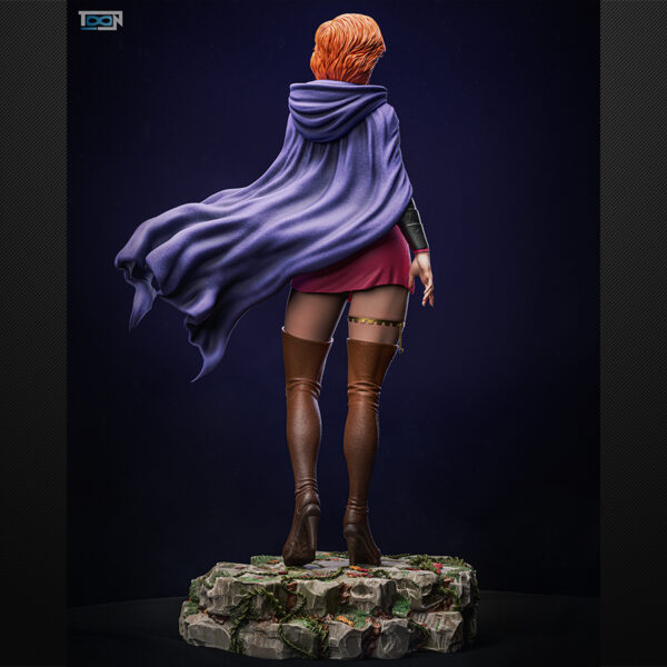 1/6 scale Sheila (Dungeons & Dragons) resin figure by Toon Studios on rocky base with flowing cape