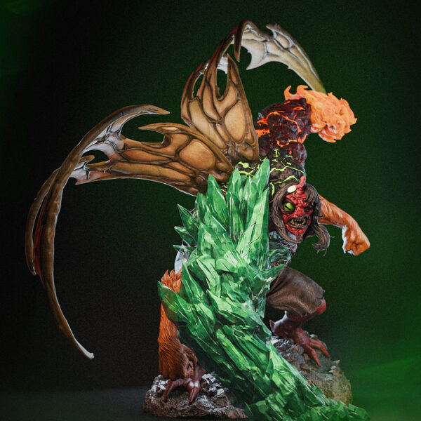 1/6 scale Kevin 11 resin figure kit by Toon Studios (HLI3DFX Authorized Toon Studios Series) on base with size dimensions shown