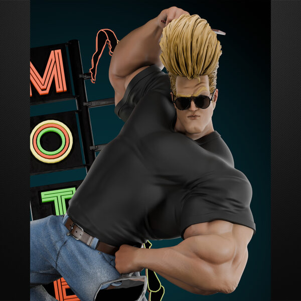 1/6 scale Johnny Bravo resin figure kit by Toon Studios on display base