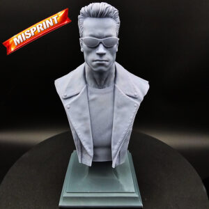 CA3D 1/6 scale Terminator bust misprint resin 3D print showing surface banding on jacket and shirt close-up